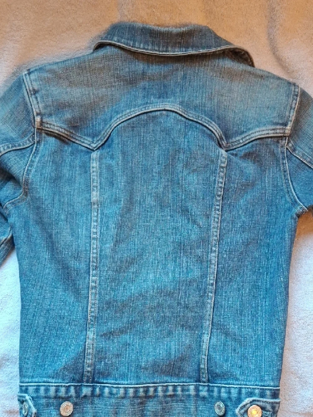 GAP Light Blue Denim Trucker Jacket Fitted Sz XS Stretch Cotton - Picture 6 of 6